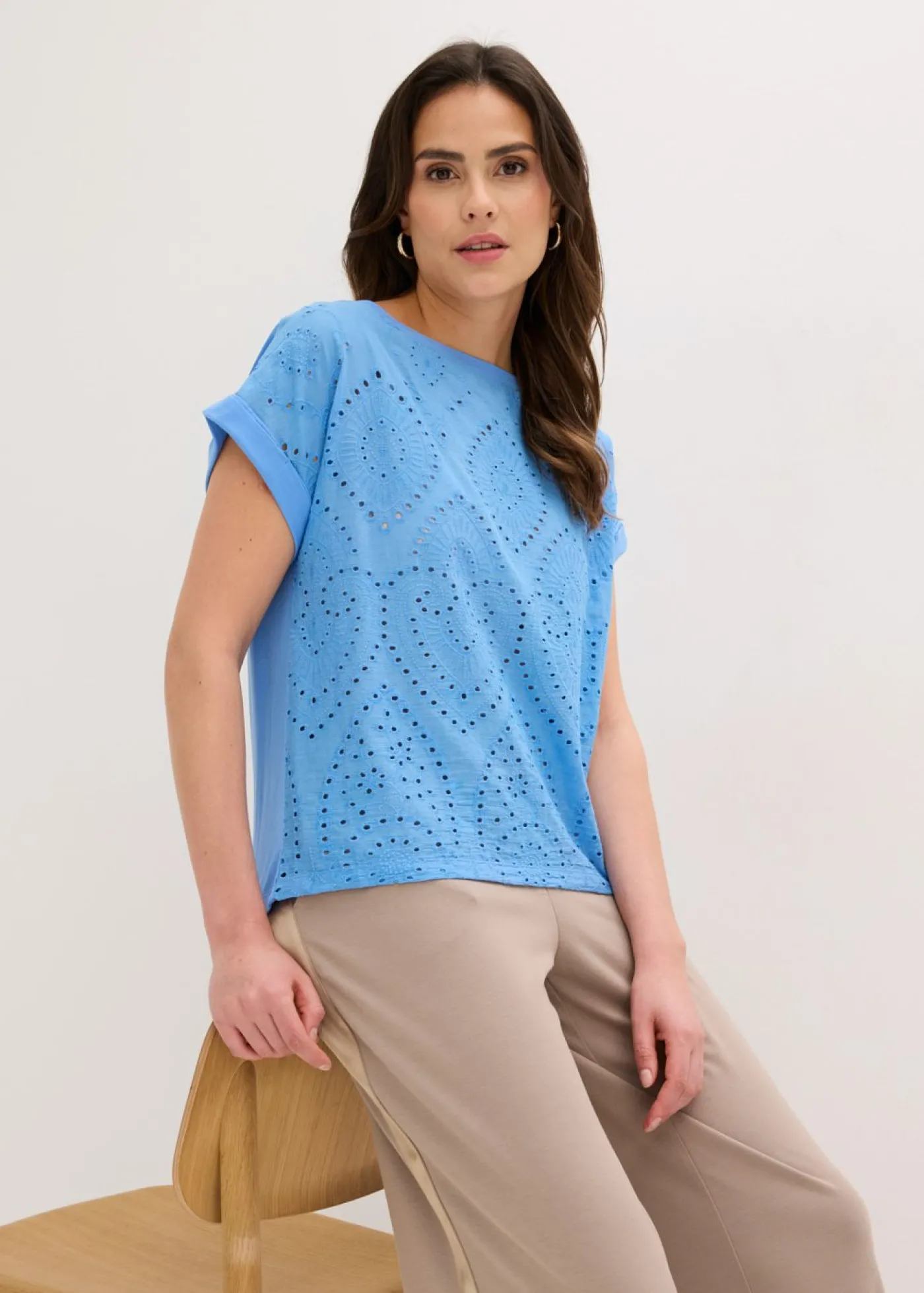 bonprix bonprix Camiseta con encaje calado azul provenzal Best
