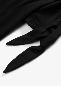 bonprix bonprix Camiseta con escote bañera y detalle de lazo Negro Hot