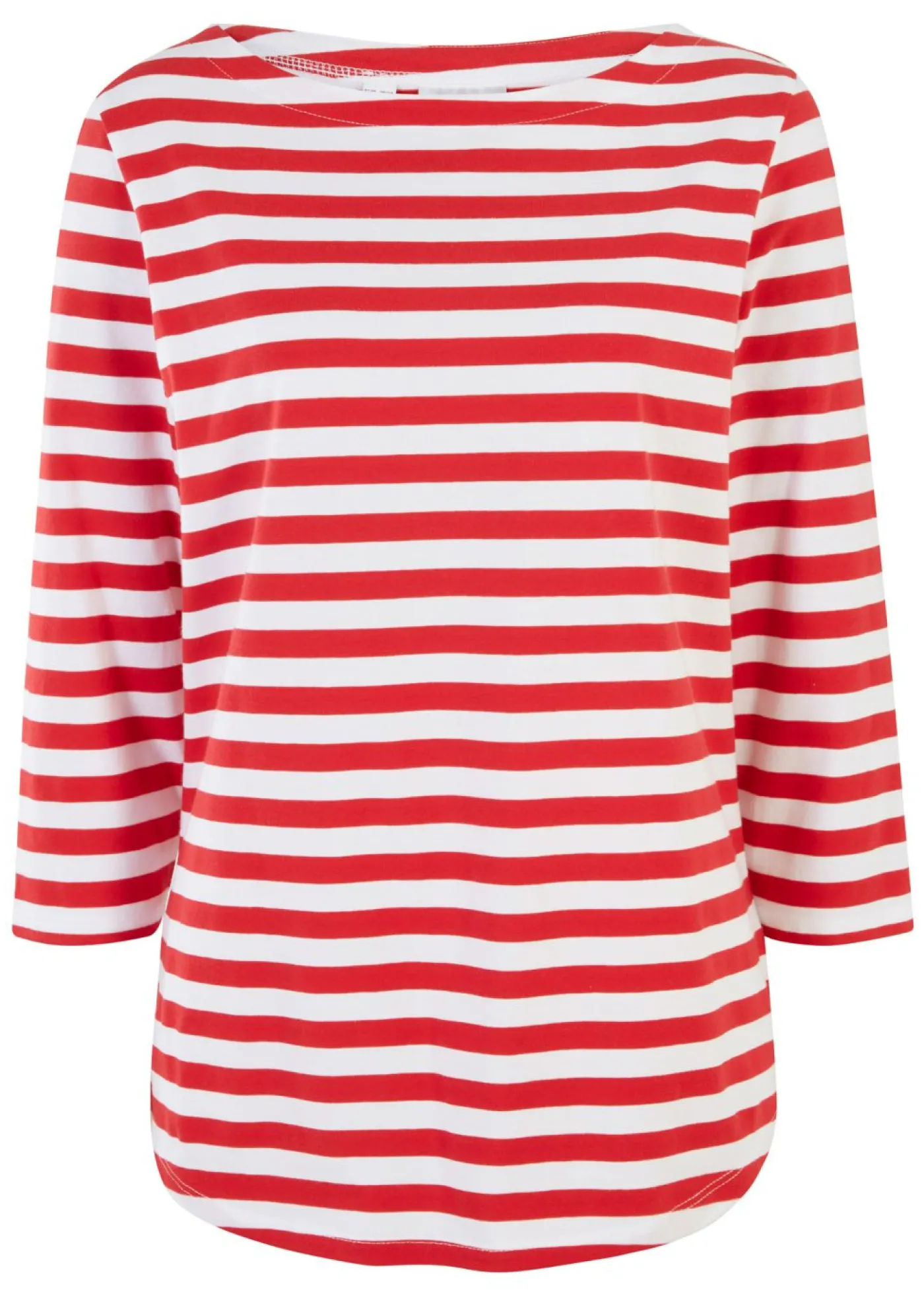bonprix bonprix Camiseta con escote barco rojo/blanco con rayas Hot