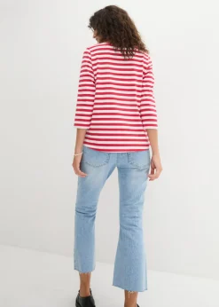 bonprix bonprix Camiseta con escote barco rojo/blanco con rayas Hot