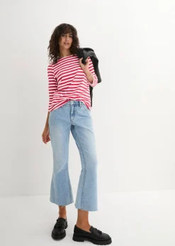 bonprix bonprix Camiseta con escote barco rojo/blanco con rayas Hot