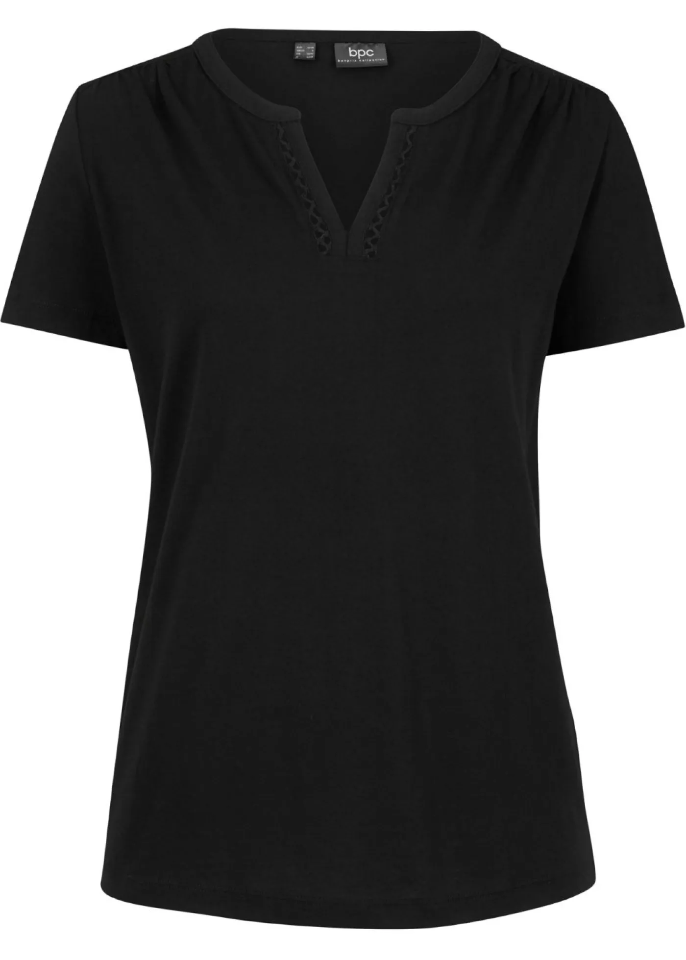 bonprix bonprix Camiseta con escote decorativo Negro Clearance