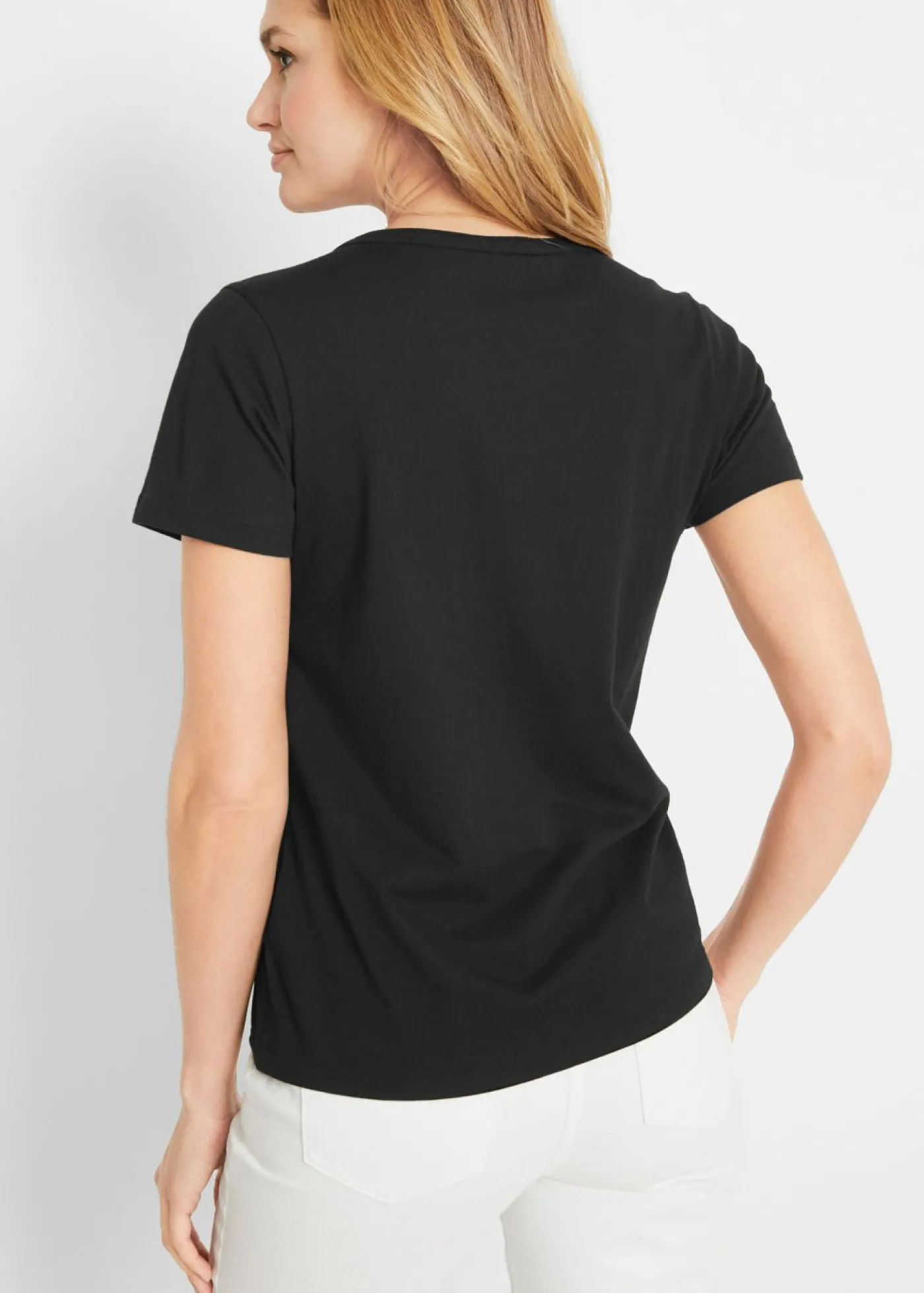 bonprix bonprix Camiseta con escote decorativo Negro Clearance