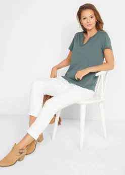 bonprix bonprix Camiseta con escote decorativo Verde eucalipto Clearance