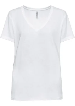 bonprix bonprix Camiseta con escote en V Blanco Best