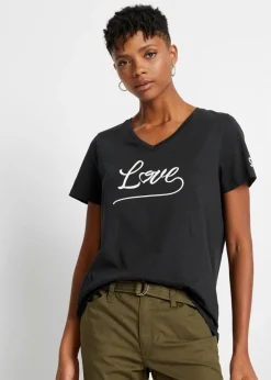 bonprix bonprix Camiseta con estampado Negro estampado Online