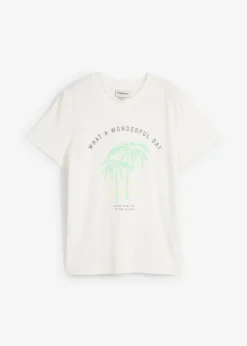 bonprix bonprix Camiseta con estampado blanco lana-azul mentol