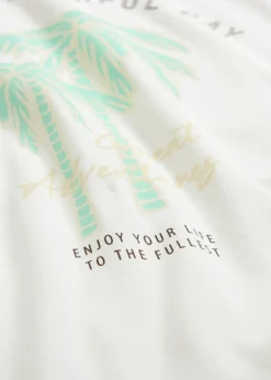 bonprix bonprix Camiseta con estampado blanco lana-azul mentol