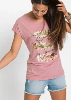 bonprix bonprix Camiseta con estampado brillante Rosa humo estampado Best