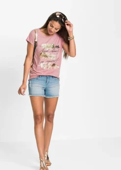 bonprix bonprix Camiseta con estampado brillante Rosa humo estampado Best