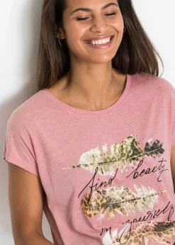 bonprix bonprix Camiseta con estampado brillante Rosa humo estampado Best