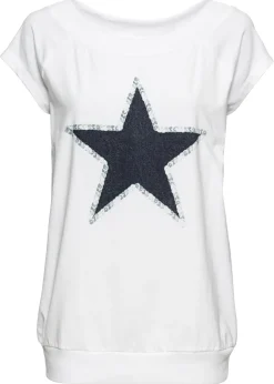 bonprix bonprix Camiseta con estampado de estrellas Blanco estampado Outlet