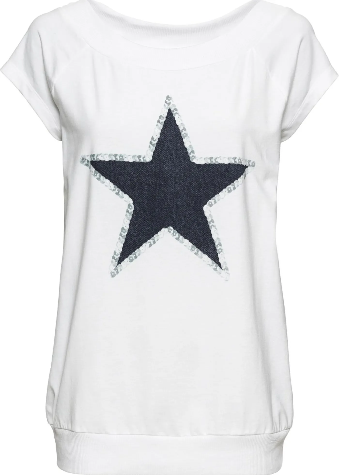 bonprix bonprix Camiseta con estampado de estrellas Blanco estampado Outlet