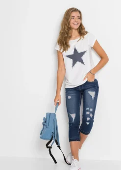 bonprix bonprix Camiseta con estampado de estrellas Blanco estampado Outlet