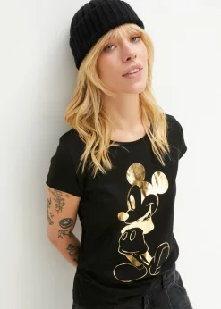 bonprix Disney Camiseta con estampado de Mickey Mouse Negro-dorado Outlet