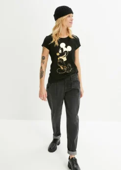 bonprix Disney Camiseta con estampado de Mickey Mouse Negro-dorado Outlet