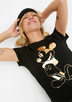 bonprix Disney Camiseta con estampado de Mickey Mouse Negro-dorado Outlet
