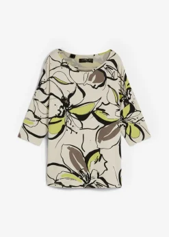 bonprix bonprix Camiseta con estampado de flores crudo-negro con flores Outlet