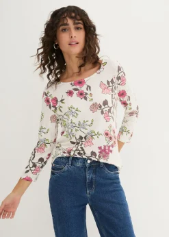 bonprix bonprix Camiseta con estampado de flores Blanco lana de flores New