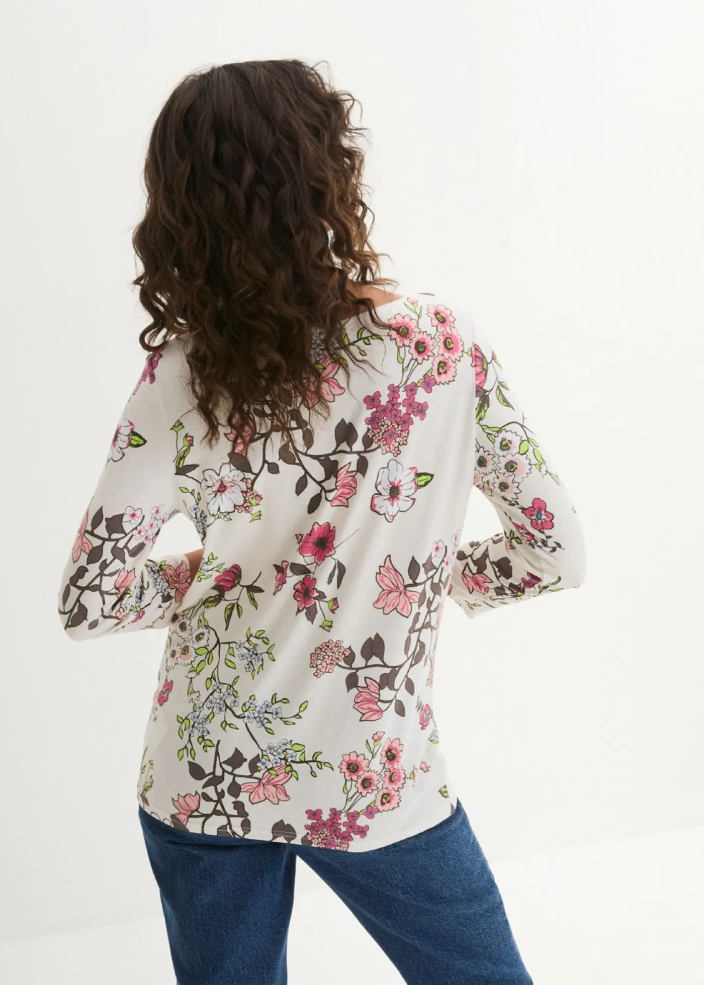bonprix bonprix Camiseta con estampado de flores Blanco lana de flores New