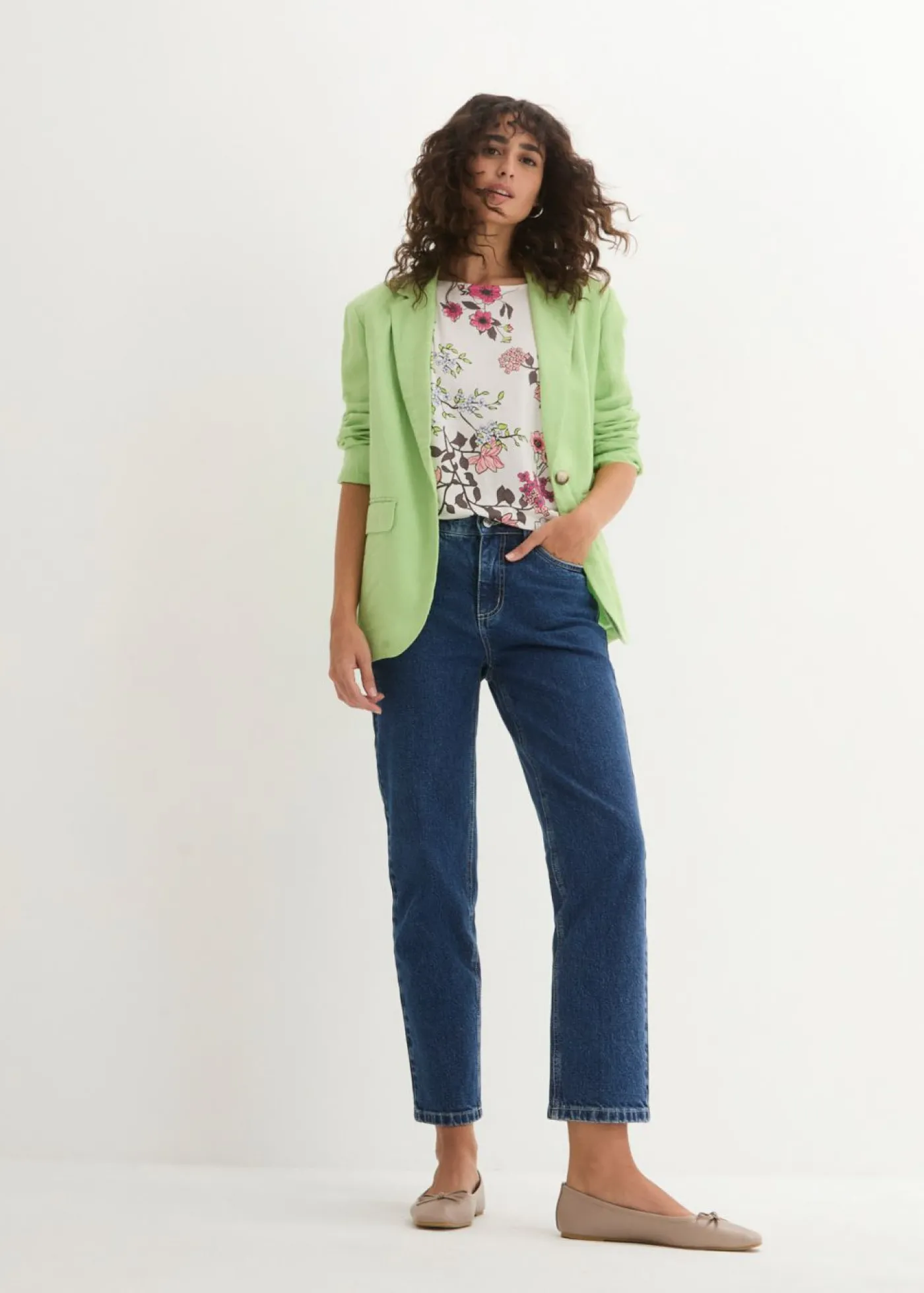 bonprix bonprix Camiseta con estampado de flores Blanco lana de flores New
