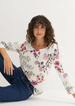 bonprix bonprix Camiseta con estampado de flores Blanco lana de flores New