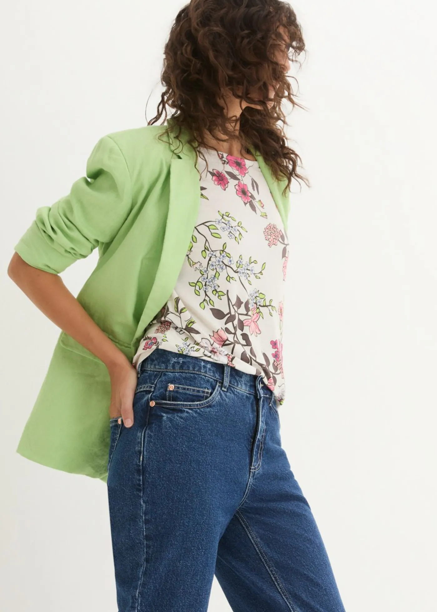 bonprix bonprix Camiseta con estampado de flores Blanco lana de flores New