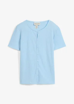 bonprix bonprix Camiseta con estructura y botones Azul claro New