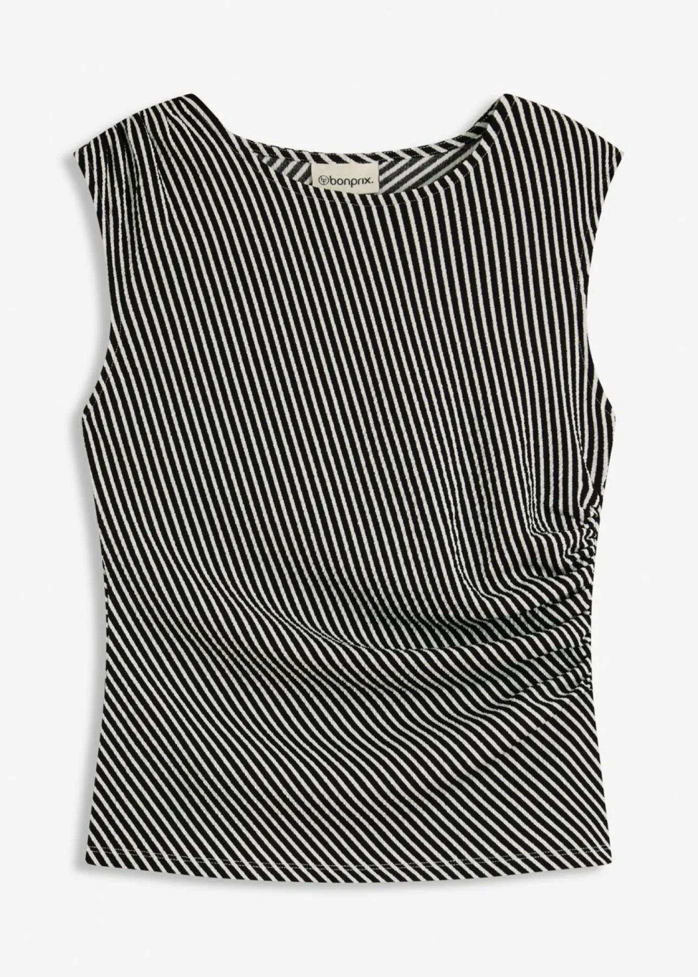 bonprix bonprix Camiseta con fruncido negro-blanco lana con rayas Best