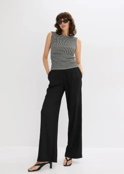 bonprix bonprix Camiseta con fruncido negro-blanco lana con rayas Best