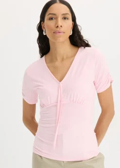 bonprix bonprix Camiseta con fruncido rosa cristal