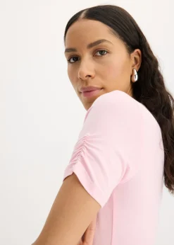 bonprix bonprix Camiseta con fruncido rosa cristal