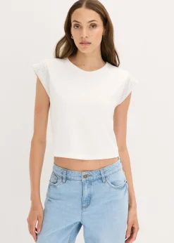 bonprix bonprix Camiseta con hombreras Blanco lana Sale