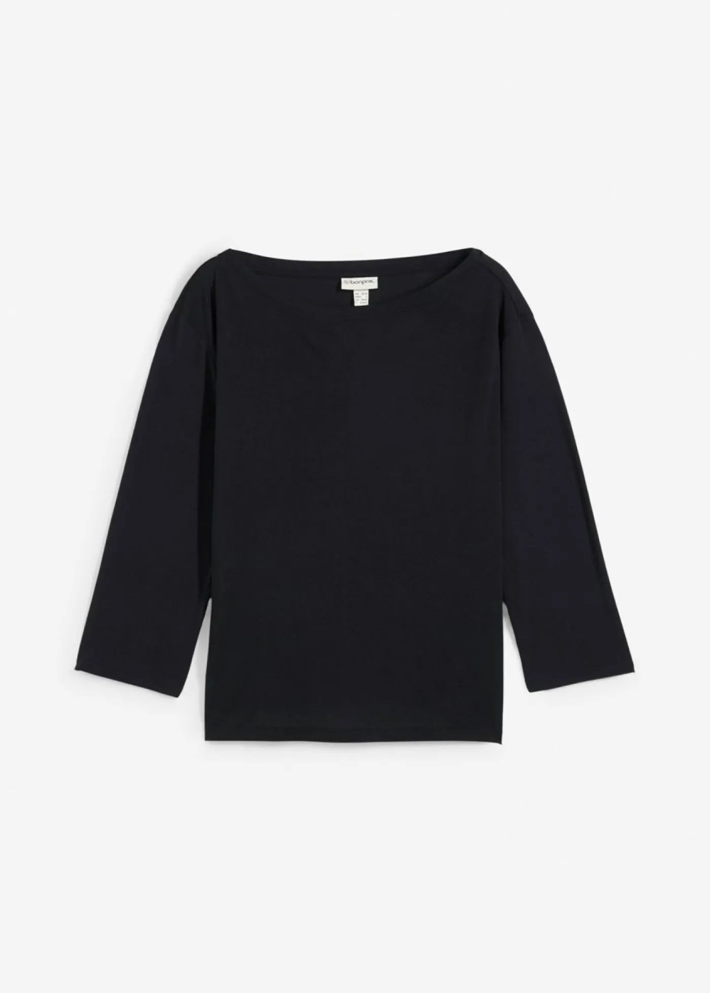 bonprix bonprix Camiseta con hombros descubiertos de suave mezcla de modal Negro Clearance