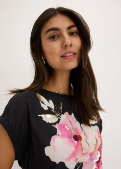 bonprix bonprix Camiseta con inserto de malla negro-rosa caliente New
