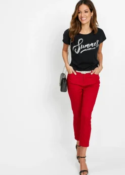 bonprix bonprix Camiseta con lentejuelas Negro-plata