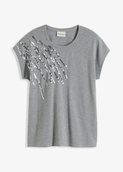 bonprix bonprix Camiseta con lentejuelas Gris jaspeado Discount