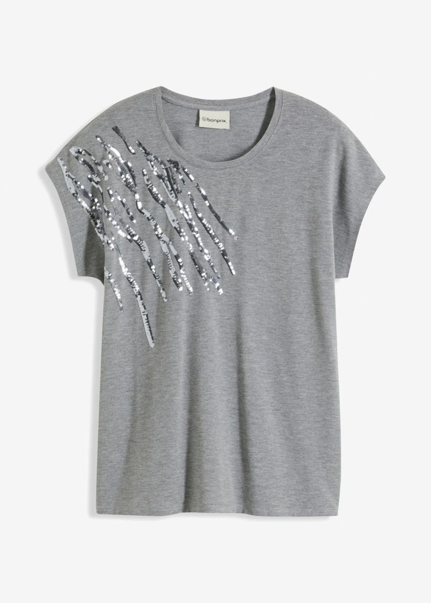 bonprix bonprix Camiseta con lentejuelas Gris jaspeado Discount