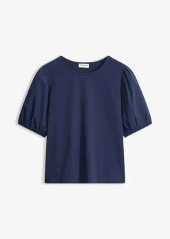 bonprix bonprix Camiseta con mangas abullonadas Azul marino Sale