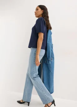 bonprix bonprix Camiseta con mangas abullonadas Azul marino Sale