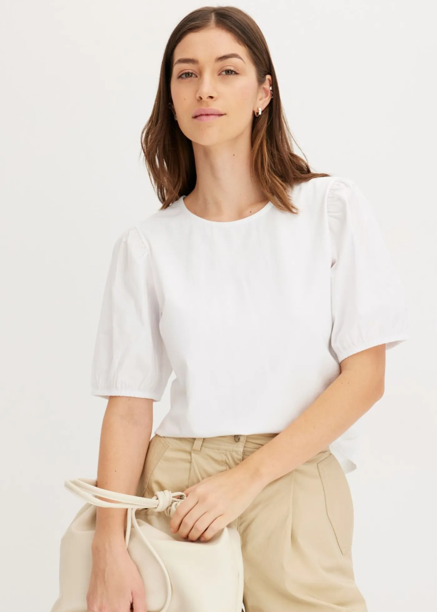 bonprix bonprix Camiseta con mangas abullonadas Blanco Sale