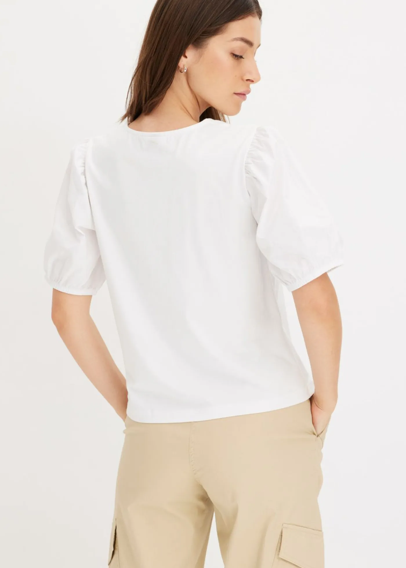 bonprix bonprix Camiseta con mangas abullonadas Blanco Sale