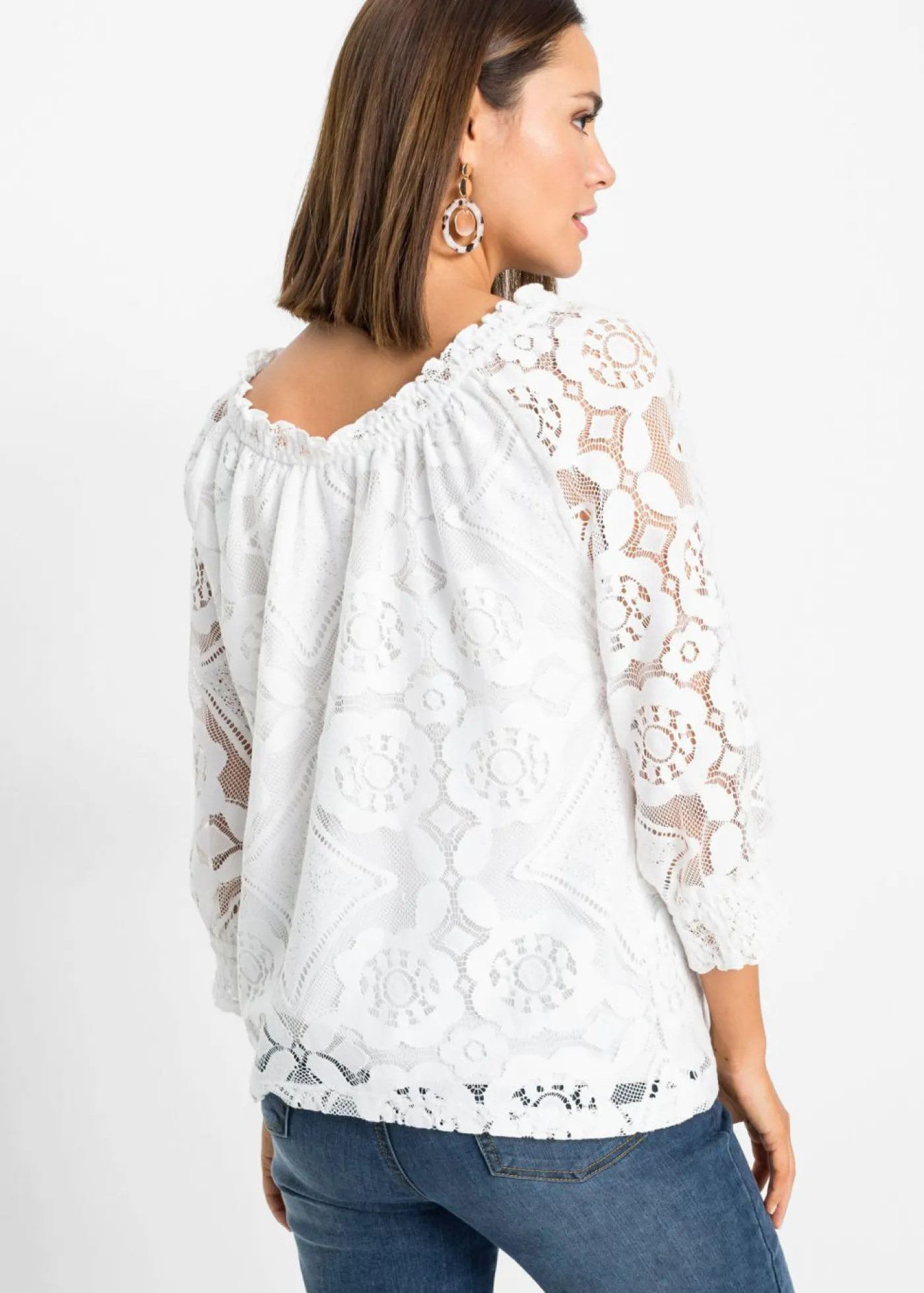 bonprix bonprix Camiseta con mangas abullonadas Blanco lana Best