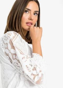 bonprix bonprix Camiseta con mangas abullonadas Blanco lana Best