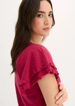 bonprix bonprix Camiseta con mangas llamativas Rojo sangría Sale