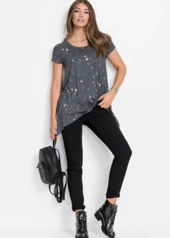 bonprix bonprix Camiseta con mariposas Gris oscuro estampado Online