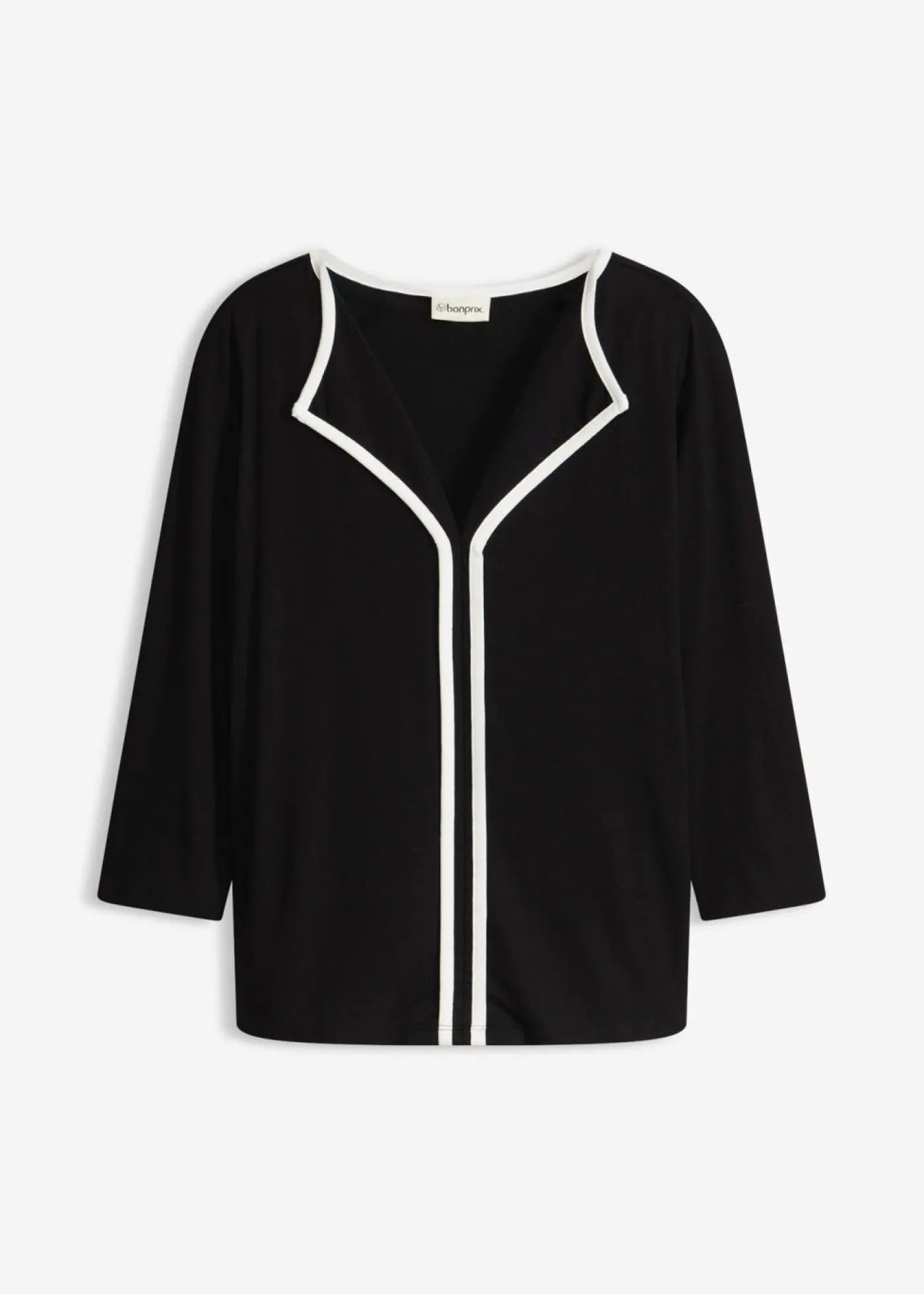 bonprix bonprix Camiseta con panel en contraste Negro-blanco lana Discount