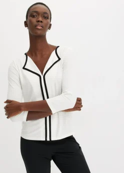 bonprix bonprix Camiseta con panel en contraste Negro-blanco lana Discount