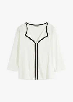 bonprix bonprix Camiseta con panel en contraste Blanco lana-negro