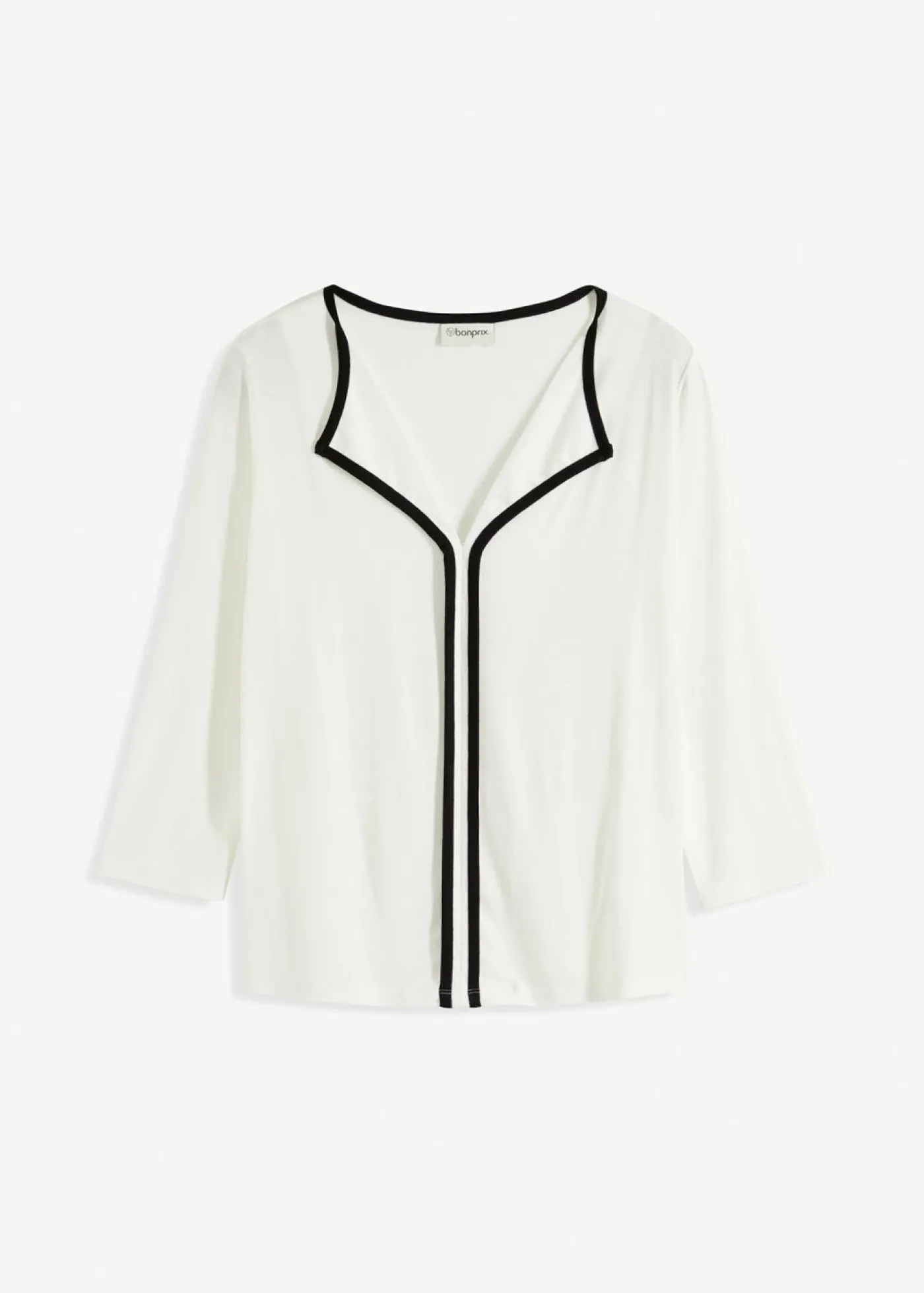 bonprix bonprix Camiseta con panel en contraste Blanco lana-negro